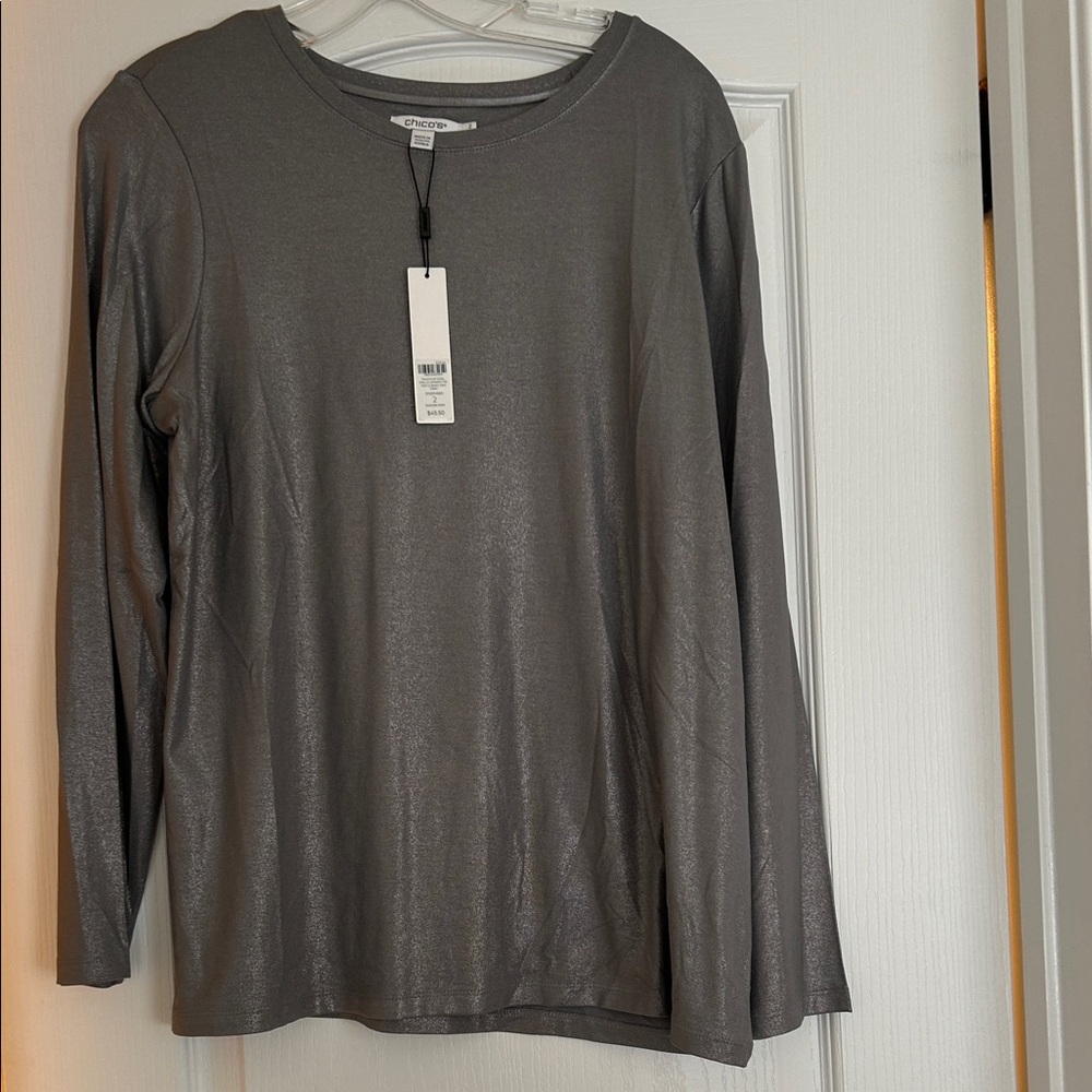 Chico's Shimmering Silver Top